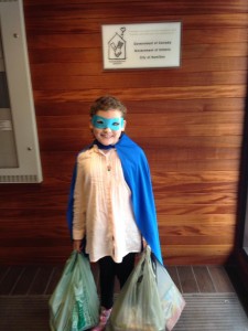 Making her Super Hero donation.  Thank-you to everyone for your support.